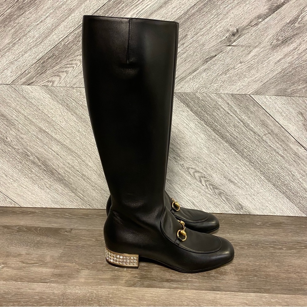 Gucci | Horsebit leather knee boot with crystals NEW - Picture 8 of 17